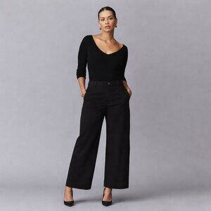 Everlane Utility Wide-Leg Pant High Rise Organic Cotton Navy Ankle 8